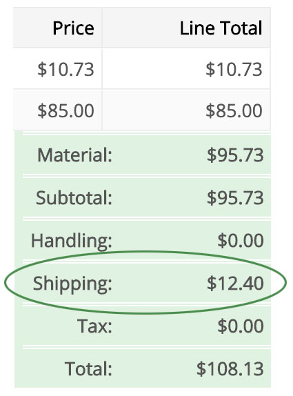 shipping total