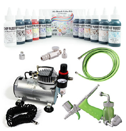 Pro Master Airbrush Compressor Kit W/Gauge, Water Separator, Brush